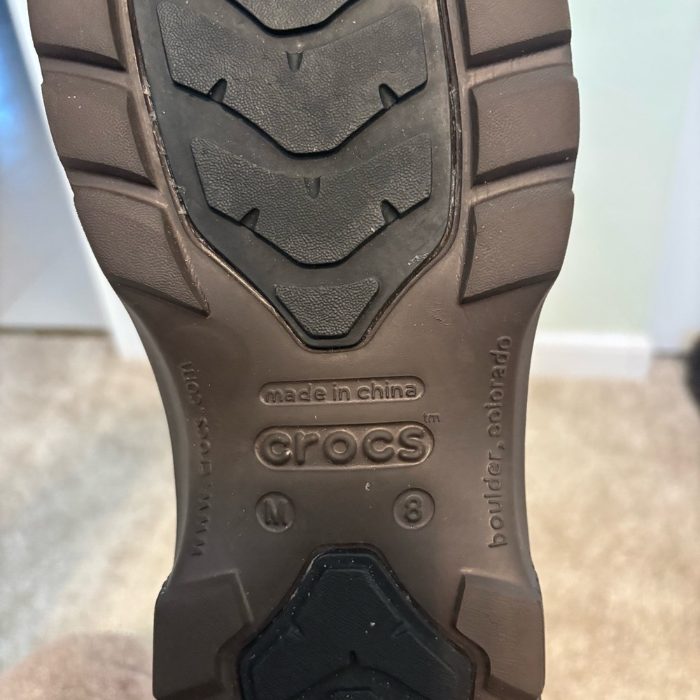 Crocs Greeley Slip On Sherpa Lined Leather Boots In Brown Men’s Size 8 - Picture 7 of 7